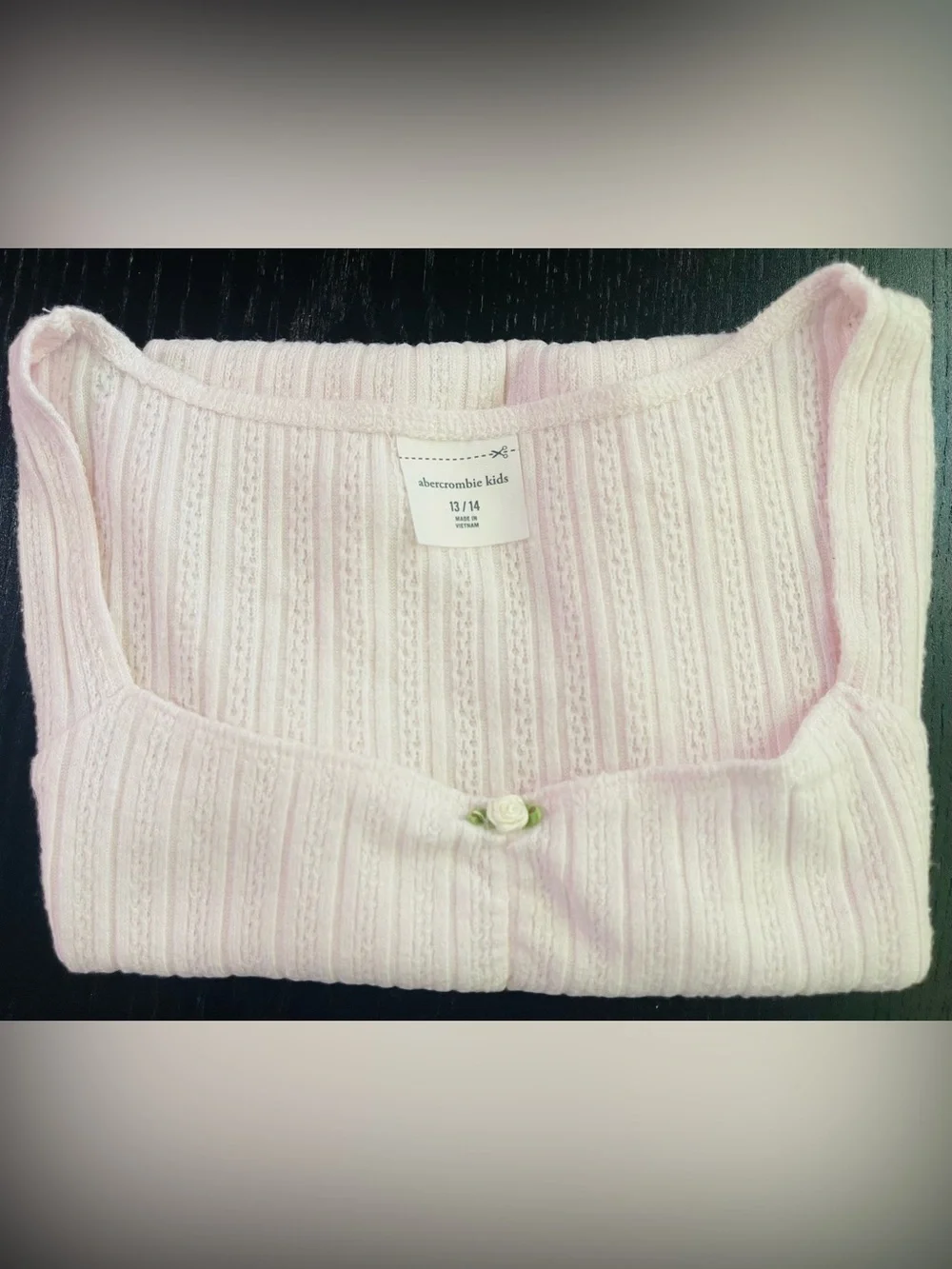 abercrombie kids Pink Ribbed Square Neck Tee